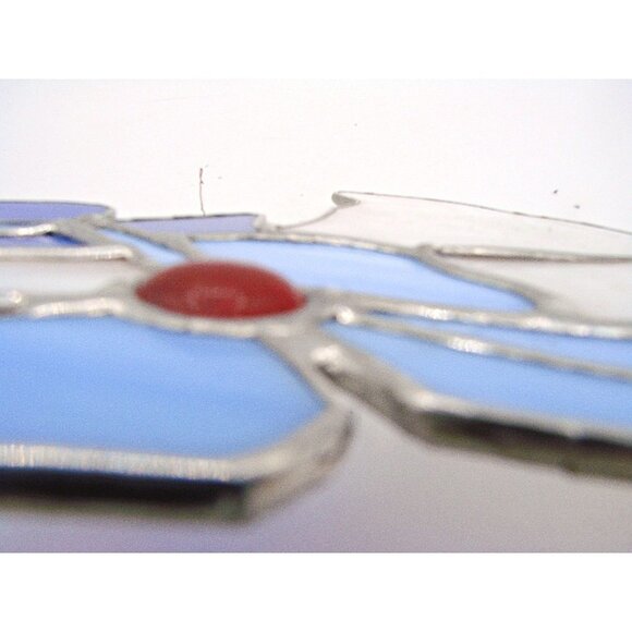 Stained Glass Goose Mother Goose Suncatcher Hanging Window Decor Blue White 7.5" - Picture 5 of 9